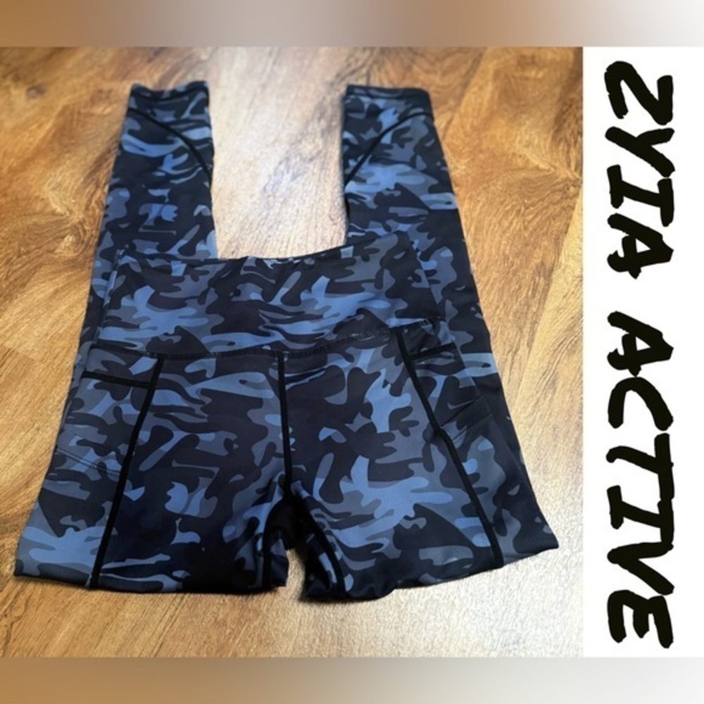 ❤️Zyia Active Blue Camo High Rise Leggings w/ Side Pockets – Women’s Size 2